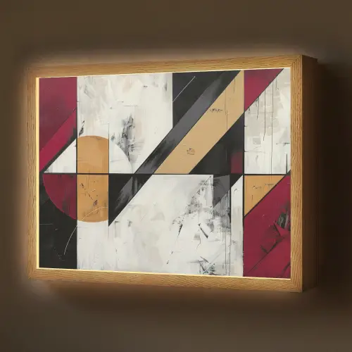 Modern - Abstract - Geometrisch - Rood - Industrieel Light Box met batterij (Wandlamp) middel -z3d_website