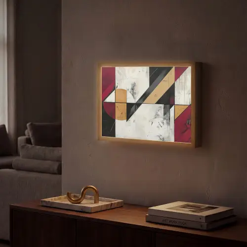 Modern - Abstract - Geometrisch - Rood - Industrieel Light Box met batterij (Wandlamp) middel -sfeer1