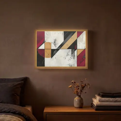 Modern - Abstract - Geometrisch - Rood - Industrieel Light Box met batterij (Wandlamp) middel -sfeer4