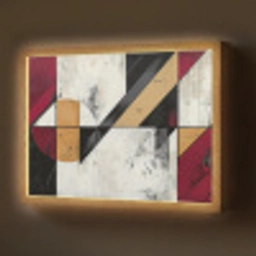 Modern - Abstract - Geometrisch - Rood - Industrieel Light Box met batterij (Wandlamp) middel -z3d_website