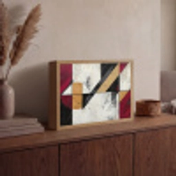 Modern - Abstract - Geometrisch - Rood - Industrieel Light Box met batterij (Wandlamp) middel -sfeer2