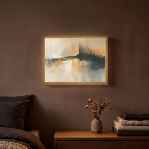 Modern - Abstract - Goud - Zwart Light Box met batterij (Wandlamp) middel -sfeer4