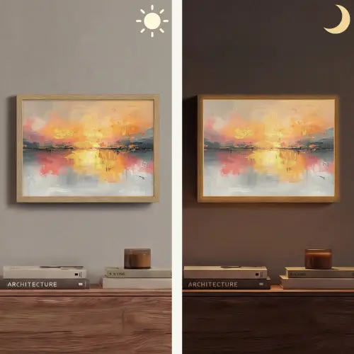 Modern - Abstract - Goud - Roze Light Box met batterij (Wandlamp) middel -sfeer3