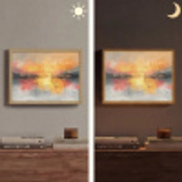 Modern - Abstract - Goud - Roze Light Box met batterij (Wandlamp) middel -sfeer3
