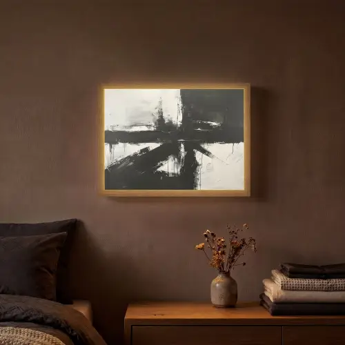Modern - Zwart wit - Abstract - Kunst Light Box met batterij (Wandlamp) middel -sfeer4