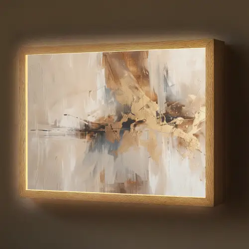 Modern - Bruin - Abstract - Beige Light Box met batterij (Wandlamp) middel -z3d_website