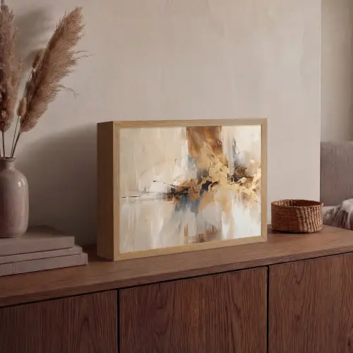 Modern - Bruin - Abstract - Beige Light Box met batterij (Wandlamp) middel -sfeer2