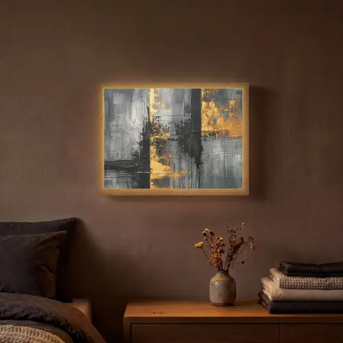 Modern - Goud - Grijs - Patroon Light Box met batterij (Wandlamp) middel -sfeer4