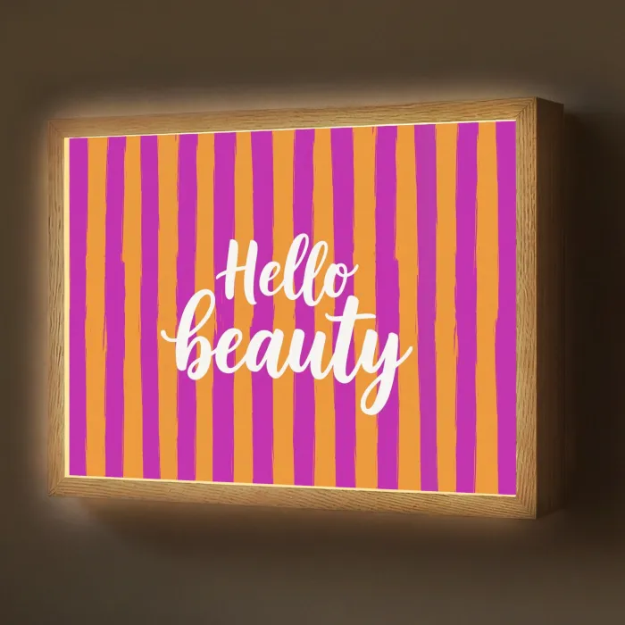 Modern - Hello - Oranje Light Box met batterij (Wandlamp) middel -z3d_website