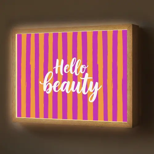 Modern - Hello - Oranje Light Box met batterij (Wandlamp) middel -z3d_website