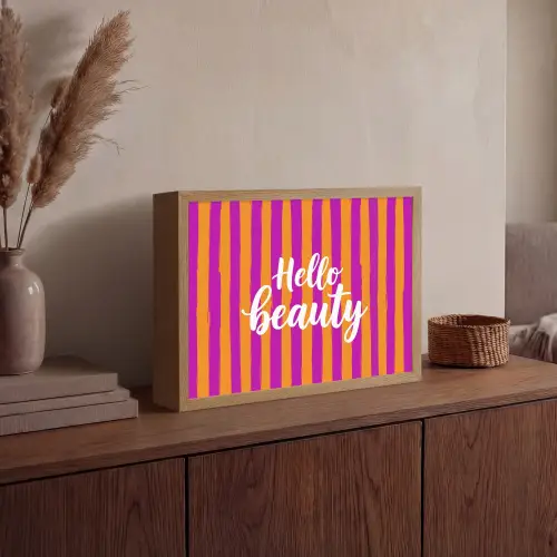 Modern - Hello - Oranje Light Box met batterij (Wandlamp) middel -sfeer2