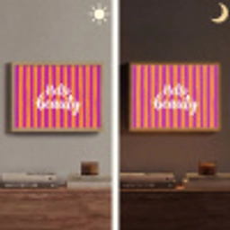 Modern - Hello - Oranje Light Box met batterij (Wandlamp) middel -sfeer3