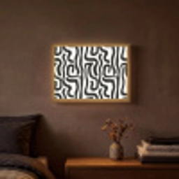 Modern - Lijnen - Zwart Light Box met batterij (Wandlamp) middel 907 -sfeer4