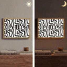 Modern - Lijnen - Zwart Light Box met batterij (Wandlamp) middel 907 -sfeer3