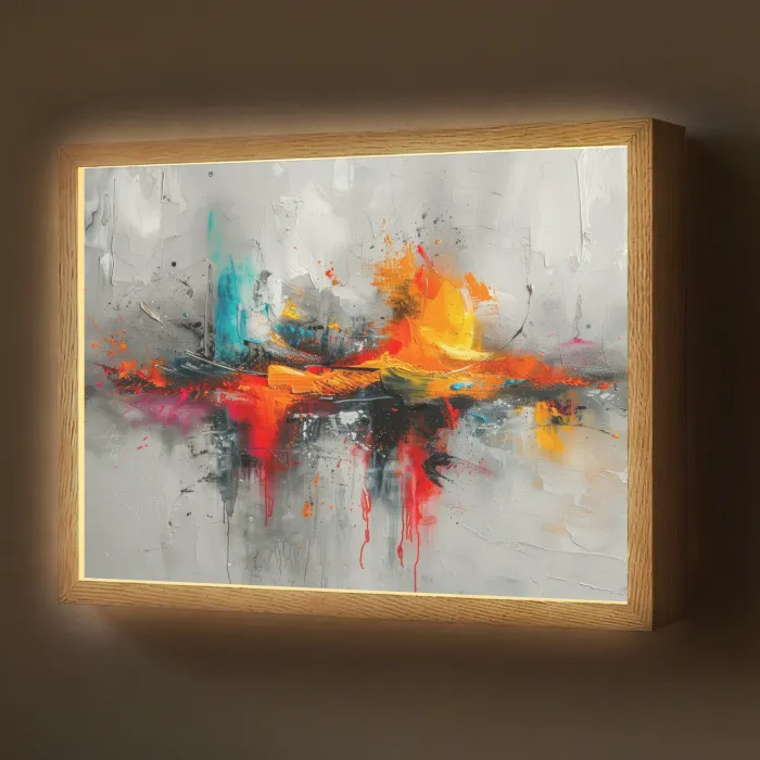 Modern - Oranje - Grijs - Kunst Light Box met batterij (Wandlamp) middel -z3d_website