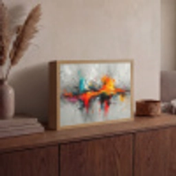 Modern - Oranje - Grijs - Kunst Light Box met batterij (Wandlamp) middel -sfeer2