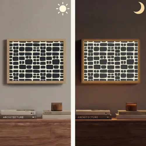 Modern - Organisch - Zwart Light Box met batterij (Wandlamp) middel 907 -sfeer3