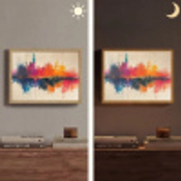 Modern - Verf - Kunst - Kleurrijk Light Box met batterij (Wandlamp) middel -sfeer3