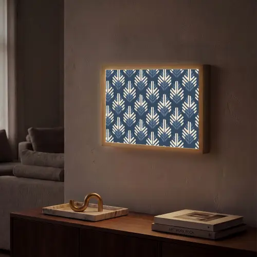Modern - Patroon - Blauw Light Box met batterij (Wandlamp) middel 907 -sfeer1