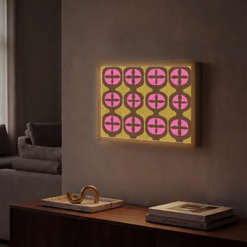 Modern - Patroon - Roze Light Box met batterij (Wandlamp) middel 907 -sfeer1