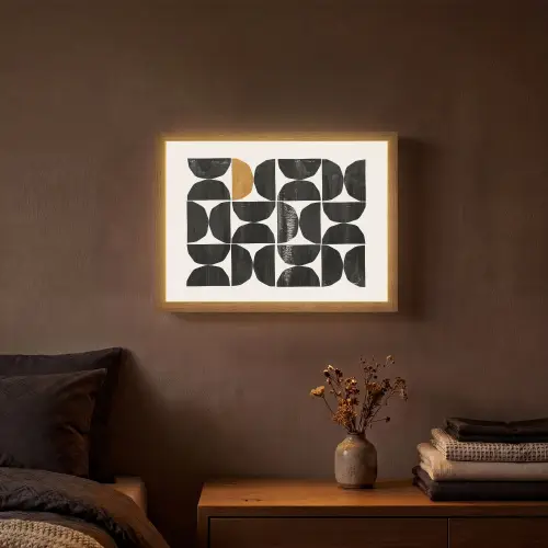 Modern - Halve cirkel - Goud - Zwart Light Box met batterij (Wandlamp) middel -sfeer4