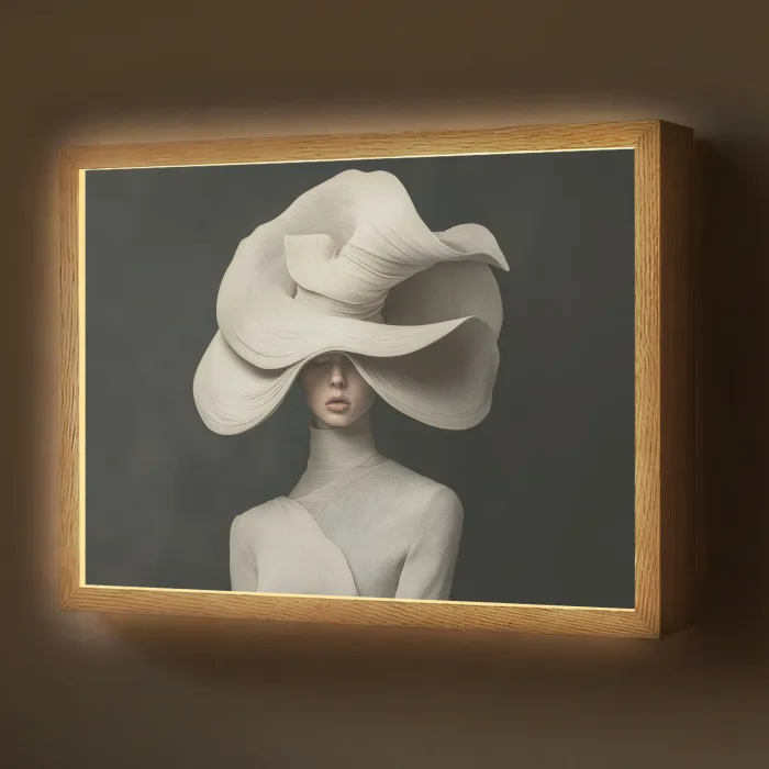 Modern - Vrouw - Hoed Light Box met batterij (Wandlamp) middel -z3d_website