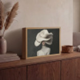 Modern - Vrouw - Hoed Light Box met batterij (Wandlamp) middel -sfeer2