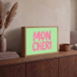 Mon cheri - Groen - Roze Light Box met batterij (Wandlamp) middel -sfeer2