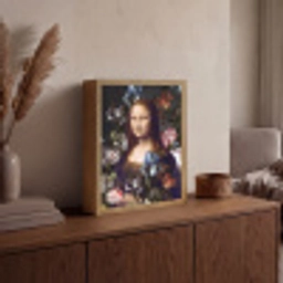 Mona Lisa - Leonardo da Vinci - Bloemen Light Box met batterij (Wandlamp) middel -sfeer2