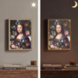 Mona Lisa - Leonardo da Vinci - Bloemen Light Box met batterij (Wandlamp) middel -sfeer3