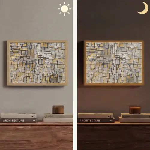 Mondriaan - Kunst - Oude meesters - Tableau I Light Box met batterij (Wandlamp) middel -sfeer3