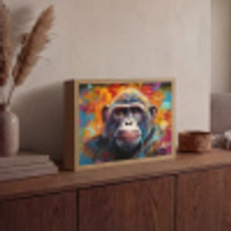 Aap - Gorilla - Graffiti - Dieren - Kleuren Light Box met batterij (Wandlamp) middel -sfeer2