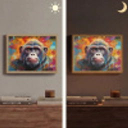 Aap - Gorilla - Graffiti - Dieren - Kleuren Light Box met batterij (Wandlamp) middel -sfeer3