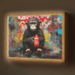 Aap - Graffiti - Dieren - Kunst - Flesje - Kleuren Light Box met batterij (Wandlamp) middel -z3d_website