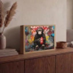 Aap - Graffiti - Dieren - Kunst - Flesje - Kleuren Light Box met batterij (Wandlamp) middel -sfeer2