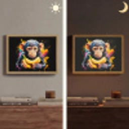 Aap - Graffiti - Kleurrijk - Bananen - Modern Light Box met batterij (Wandlamp) middel -sfeer3