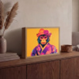 Aap - Kimono - Bloemen - Hoofdtooi Light Box met batterij (Wandlamp) middel -sfeer2