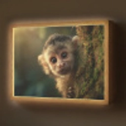 Aap - Boomstronk - Bruin Light Box met batterij (Wandlamp) middel -z3d_website