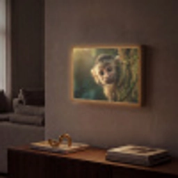 Aap - Boomstronk - Bruin Light Box met batterij (Wandlamp) middel -sfeer1