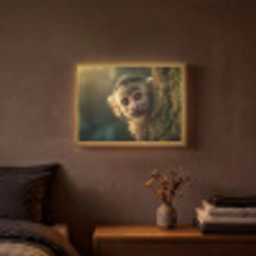 Aap - Boomstronk - Bruin Light Box met batterij (Wandlamp) middel -sfeer4