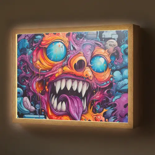 Monster - Graffiti - Kleuren - Oranje Light Box met batterij (Wandlamp) middel -z3d_website