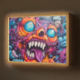 Monster - Graffiti - Kleuren - Oranje Light Box met batterij (Wandlamp) middel -z3d_website