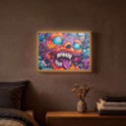 Monster - Graffiti - Kleuren - Oranje Light Box met batterij (Wandlamp) middel -sfeer4