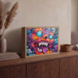 Monster - Graffiti - Kleuren - Oranje Light Box met batterij (Wandlamp) middel -sfeer2
