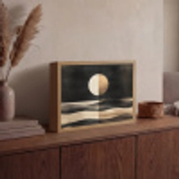 Maan - Cirkel - Goud Light Box met batterij (Wandlamp) middel -sfeer2