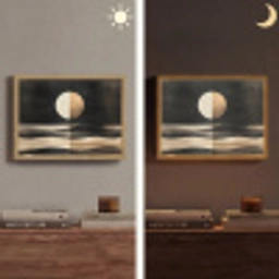 Maan - Cirkel - Goud Light Box met batterij (Wandlamp) middel -sfeer3