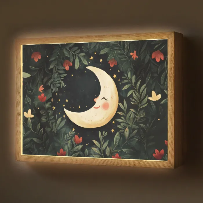 Maan - Bloemen - Nachthemel Light Box met batterij (Wandlamp) middel -z3d_website