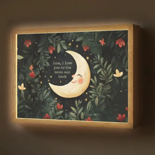 Maan - Quote - Bloemen - Sterren Light Box met batterij (Wandlamp) middel -z3d_website