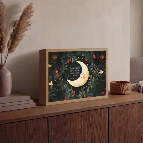 Maan - Quote - Bloemen - Sterren Light Box met batterij (Wandlamp) middel -sfeer2
