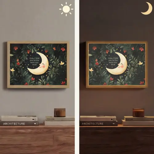Maan - Quote - Bloemen - Sterren Light Box met batterij (Wandlamp) middel -sfeer3